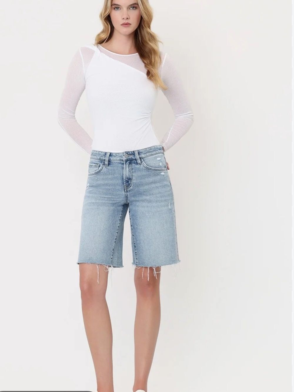 Vervet Blue Anna Light Blue Mid-Rise Denim Jort  Shorts NWT size medium